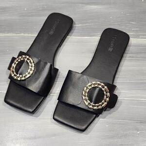 Open Edit Lely Slide Sandals‎ Flats Black Size 6